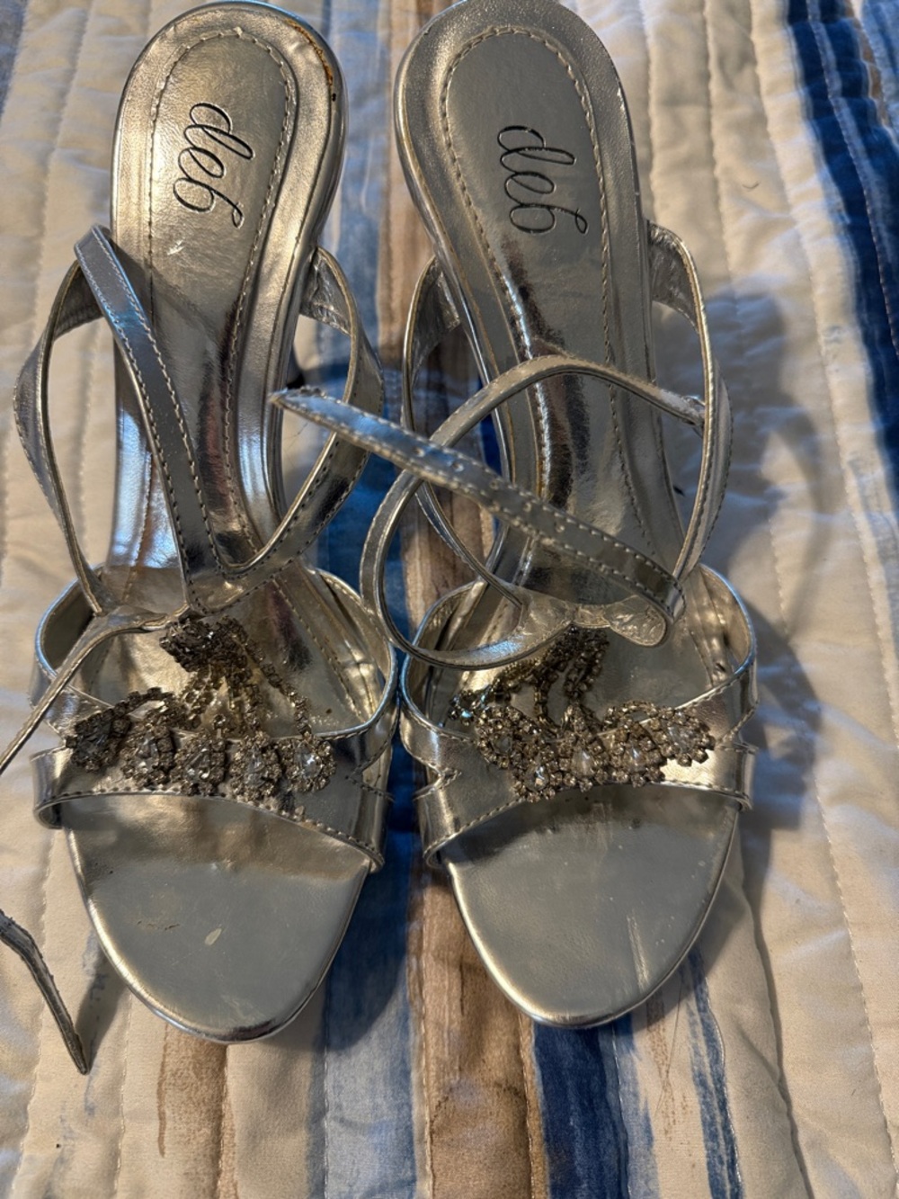 Deb Silver Jeweled Strappy Heels